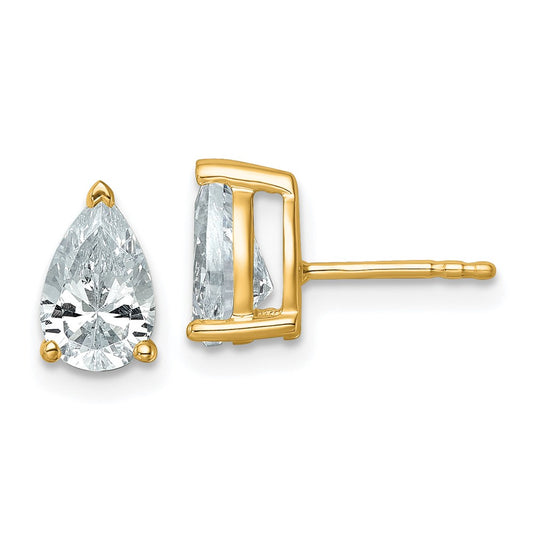 14k 2 carat Lab Grown Diamond VS/SI+ G+ Complete Pear Three Prong Stud Earrings