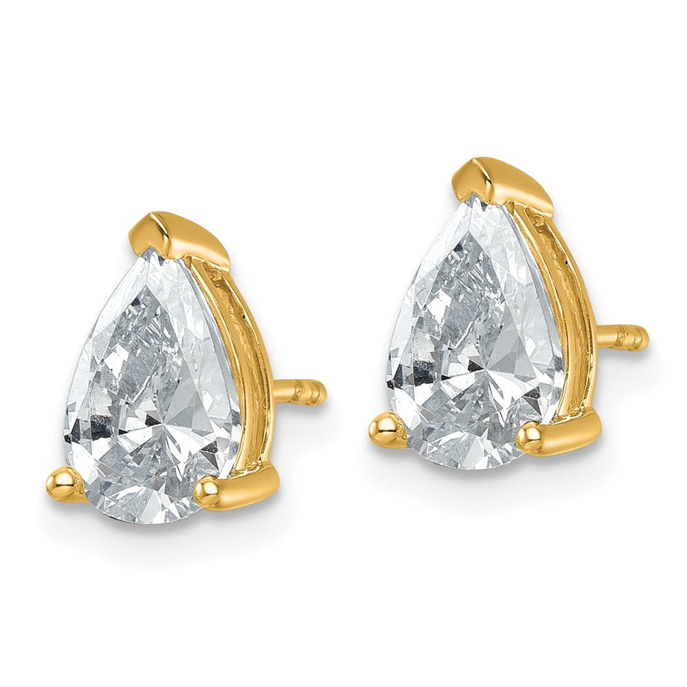 14k 3 carat Lab Grown Diamond VS/SI+ G+ Complete Pear Three Prong Stud Earrings