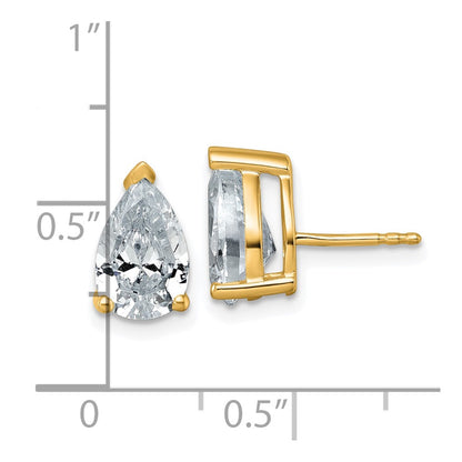 14k 4 carat Lab Grown Diamond VS/SI+ G+ Complete Pear Three Prong Stud Earrings