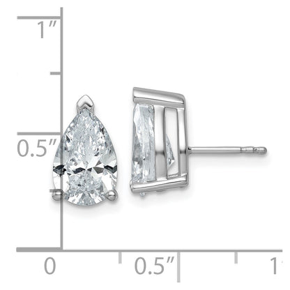 14k White Gold 5 carat Lab Grown Diamond VS/SI+ G+ Complete Pear Three Prong Stud Earrings