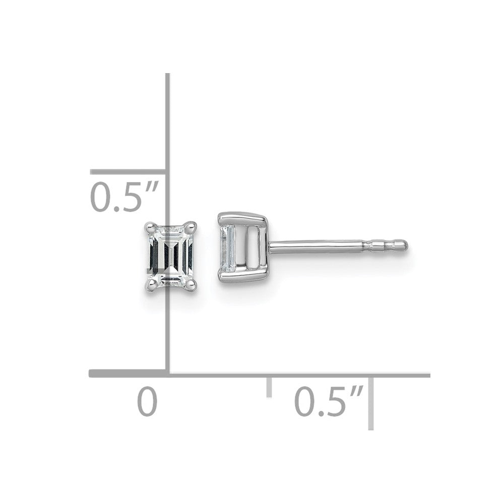 14k White Gold 1/2 carat Lab Grown Diamond VS/SI+ G+ Emerald Complete Four Prong Stud Earrings
