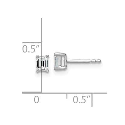 14k White Gold 1/2 carat Lab Grown Diamond VS/SI+ G+ Emerald Complete Four Prong Stud Earrings