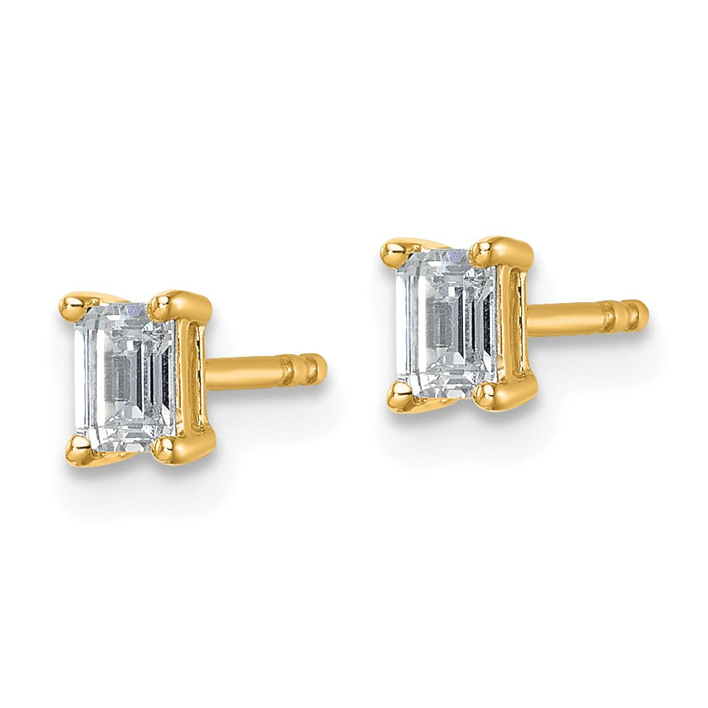14k 1/2 carat Lab Grown Diamond VS/SI+ G+ Emerald Complete Four Prong Stud Earrings