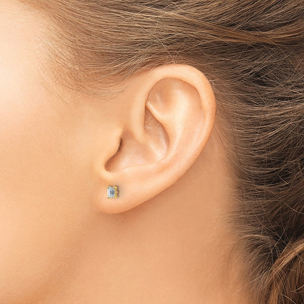 14k 1/2 carat Lab Grown Diamond VS/SI+ G+ Emerald Complete Four Prong Stud Earrings