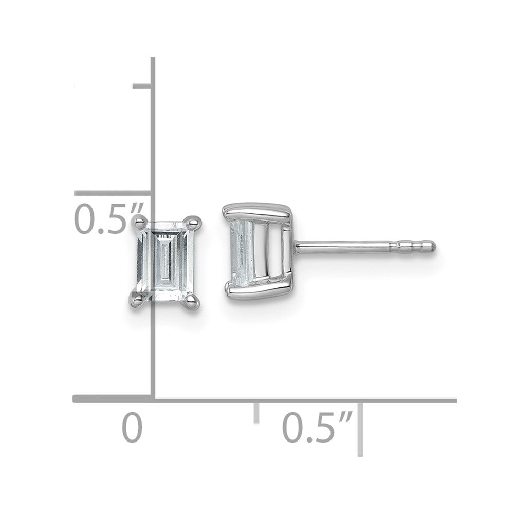14k White Gold 1 carat Lab Grown Diamond VS+ F+ Emerald Complete Four Prong Stud Earrings