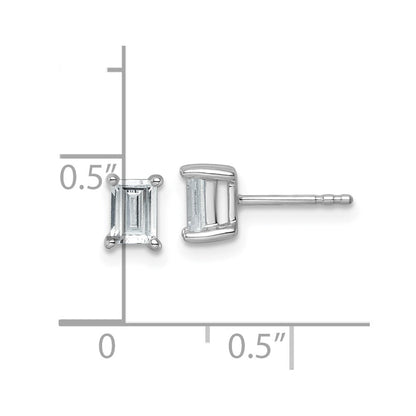 14k White Gold 1 carat Lab Grown Diamond VS+ F+ Emerald Complete Four Prong Stud Earrings