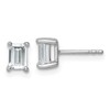 14k White Gold 1 carat Lab Grown Diamond VS+ F+ Emerald Complete Four Prong Stud Earrings