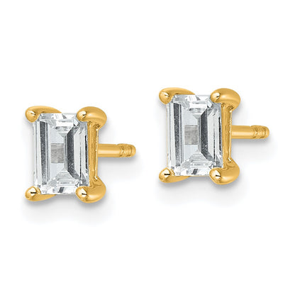 14k 1 carat Lab Grown Diamond VS/SI+ G+ Emerald Complete Four Prong Stud Earrings