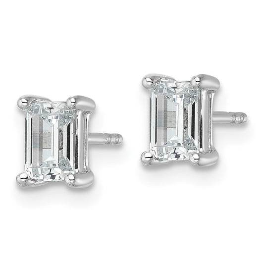 14k White Gold 1 1/2 carat Lab Grown Diamond VS/SI+ G+ Emerald Complete Four Prong Stud Earrings
