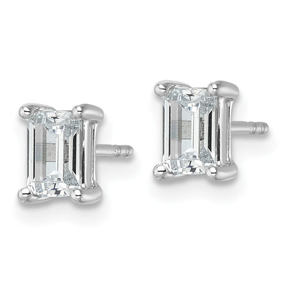 14k White Gold 1 1/2 carat Lab Grown Diamond VS/SI+ G+ Emerald Complete Four Prong Stud Earrings