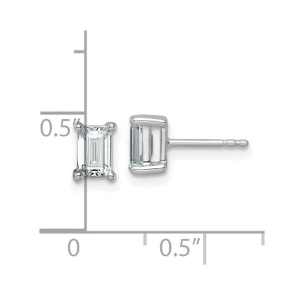 14k White Gold 1 1/2 carat Lab Grown Diamond VS/SI+ G+ Emerald Complete Four Prong Stud Earrings