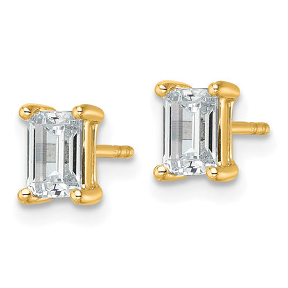 14k 1 1/2 carat Lab Grown Diamond VS+ F+ Emerald Complete Four Prong Stud Earrings