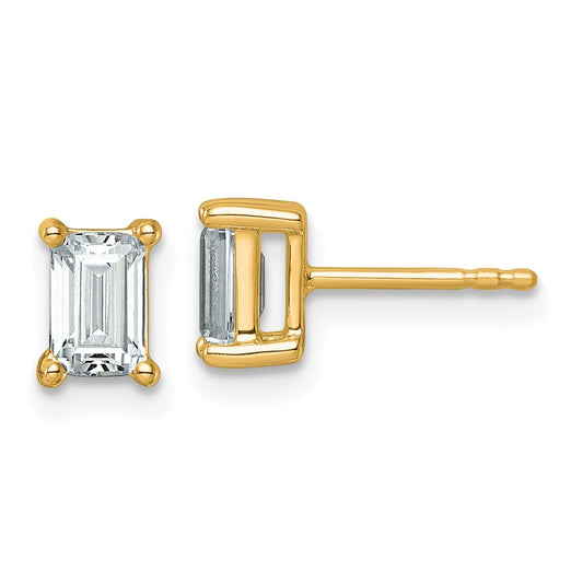 14k 1 1/2 carat Lab Grown Diamond VS+ F+ Emerald Complete Four Prong Stud Earrings
