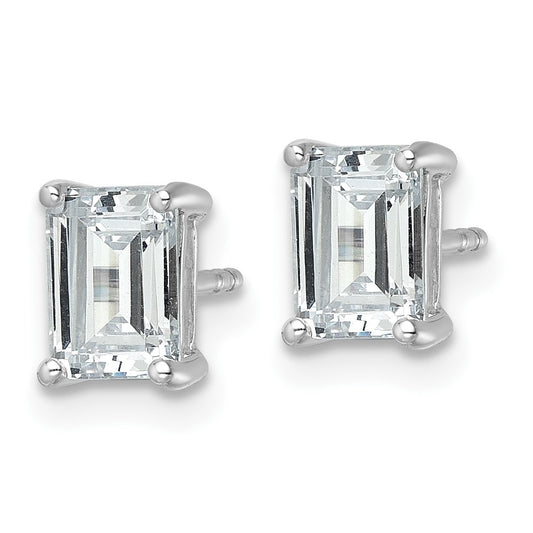 14k White Gold 2 carat Certified Lab Grown Diamond VS/SI+ G+ Emerald Complete Four Prong Stud Earrings