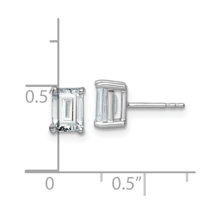 14k White Gold 2 carat Lab Grown Diamond VS/SI+ G+ Emerald Complete Four Prong Stud Earrings