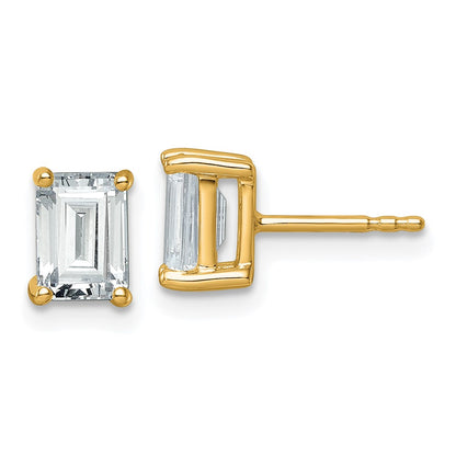 14k 2 carat Lab Grown Diamond VS+ F+ Emerald Complete Four Prong Stud Earrings