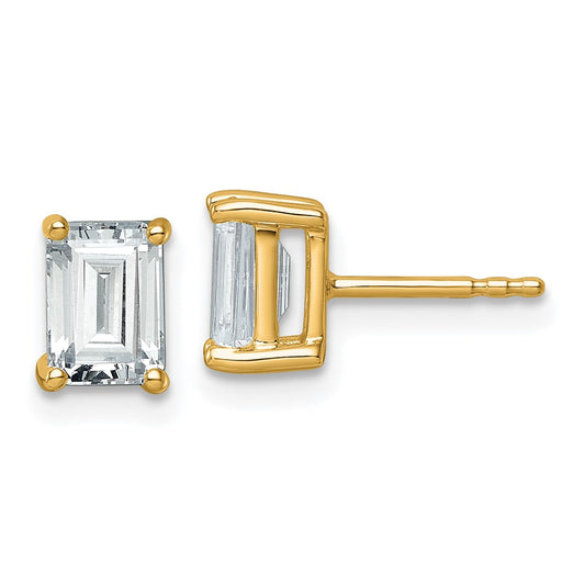 14k 2 carat Lab Grown Diamond VS+ F+ Emerald Complete Four Prong Stud Earrings