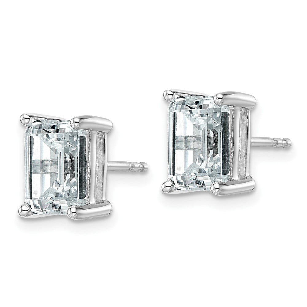 14k White Gold 4 carat Certified Lab Grown Diamond VS/SI+ G+ Emerald Complete Four Prong Stud Earrings