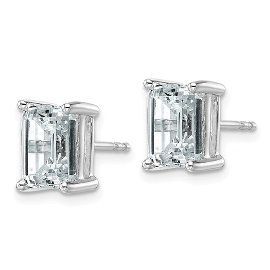 14k White Gold 4 carat Certified Lab Grown Diamond VS/SI+ G+ Emerald Complete Four Prong Stud Earrings