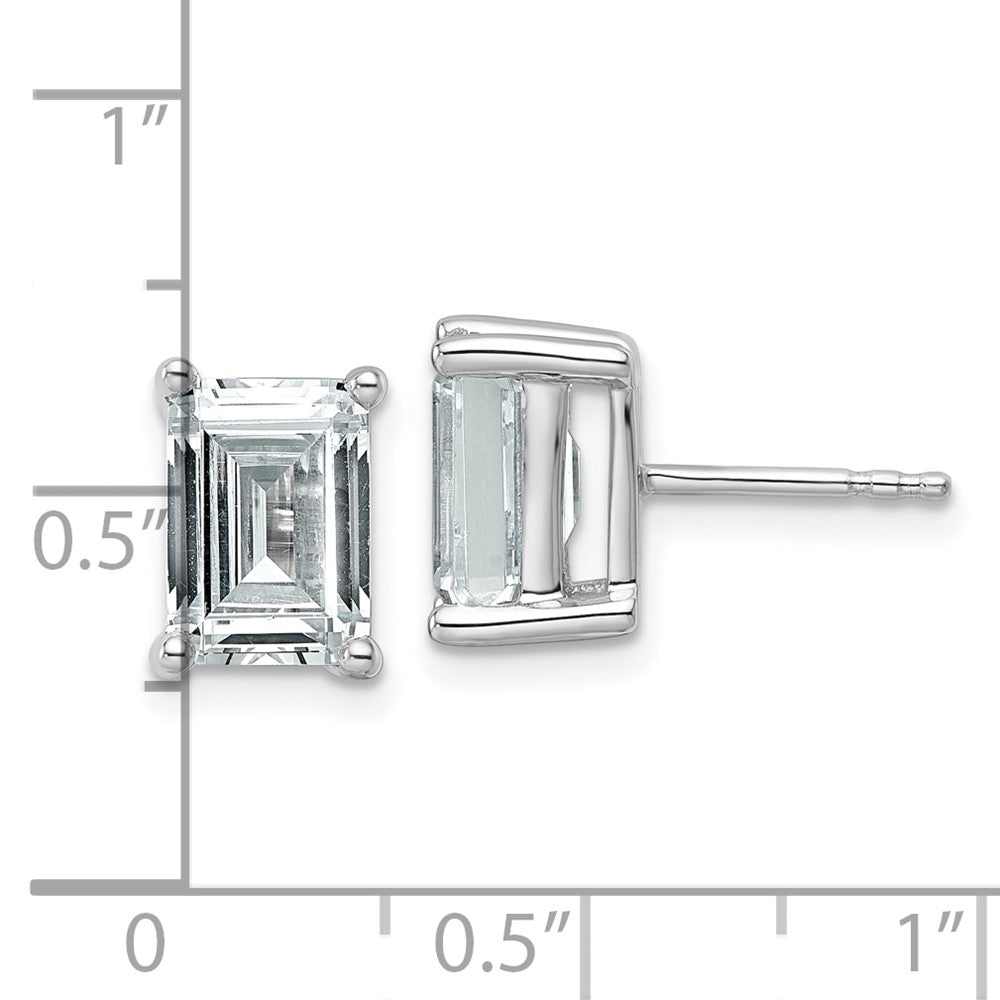 14k White Gold 4 carat Certified Lab Grown Diamond VS/SI+ G+ Emerald Complete Four Prong Stud Earrings