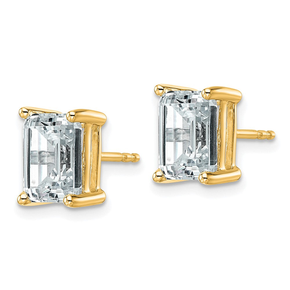 14k 4 carat Lab Grown Diamond VS/SI+ G+ Emerald Complete Four Prong Stud Earrings