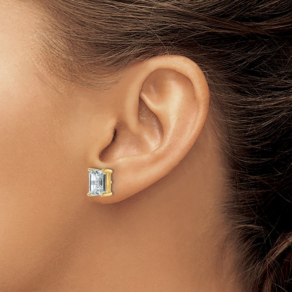 14k 4 carat Lab Grown Diamond VS/SI+ G+ Emerald Complete Four Prong Stud Earrings