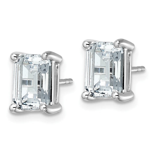 14k White Gold 5 carat Lab Grown Diamond VS/SI+ G+ Emerald Complete Four Prong Stud Earrings