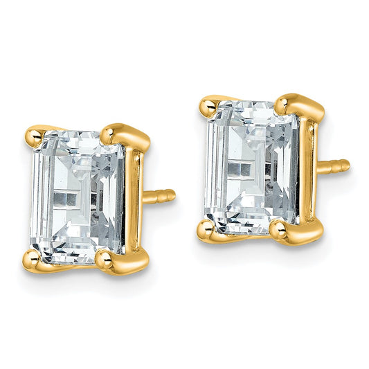 14k 5 carat Lab Grown Diamond VS/SI+ G+ Emerald Complete Four Prong Stud Earrings