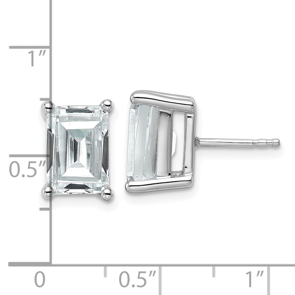 14k White Gold 6 carat Lab Grown Diamond VS+ F+ Emerald Complete Four Prong Stud Earrings