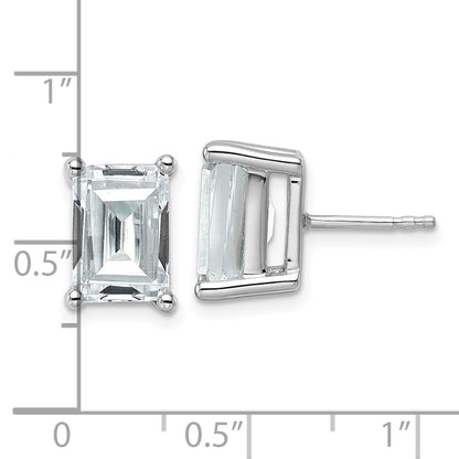 14k White Gold 6 carat Lab Grown Diamond VS+ F+ Emerald Complete Four Prong Stud Earrings