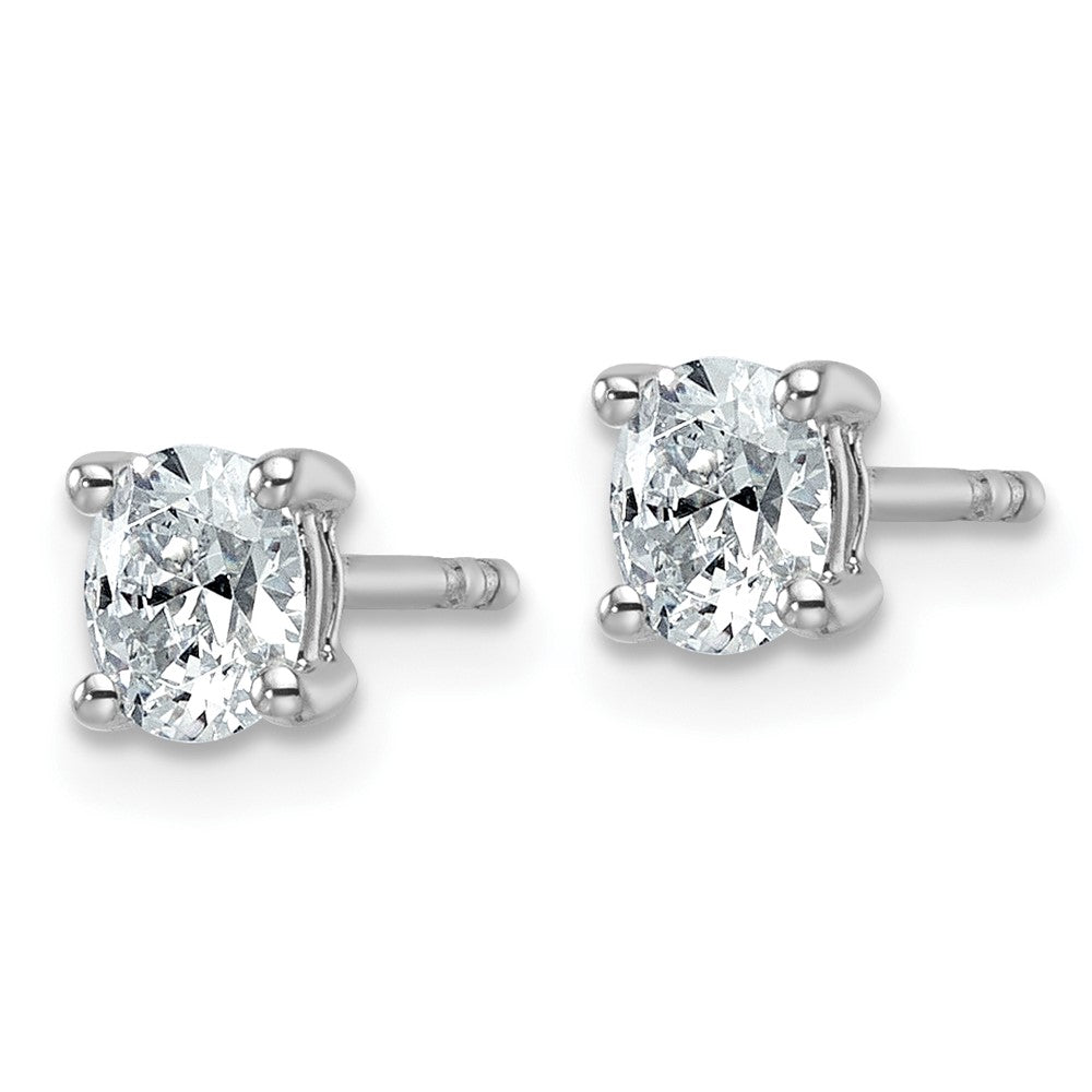 14k White Gold 1/2 carat Lab Grown Diamond VS+ F+ Complete Oval Four Prong Stud Earrings