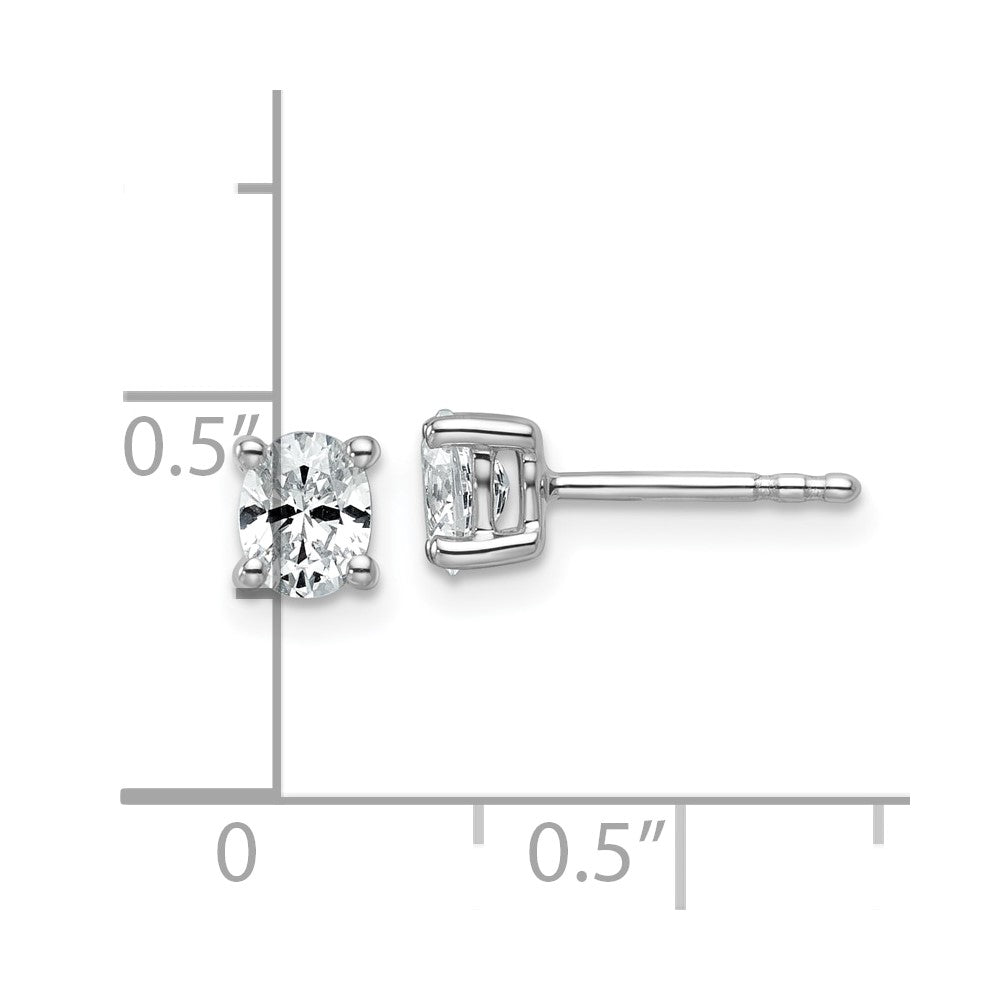 14k White Gold 1/2 carat Lab Grown Diamond VS+ F+ Complete Oval Four Prong Stud Earrings