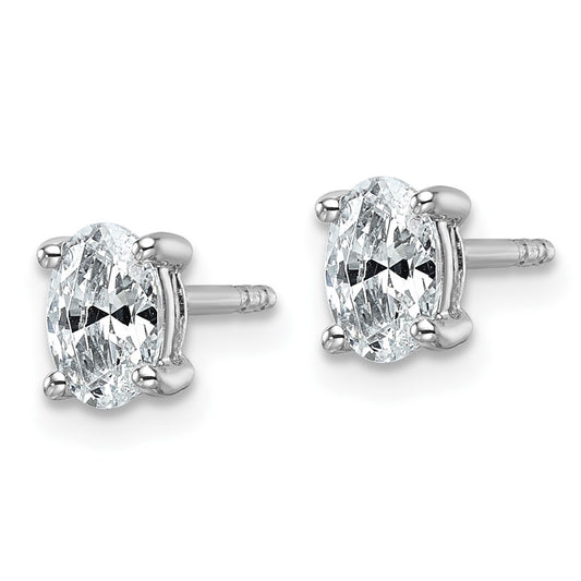 14k White Gold 3/4 carat Certified Lab Grown Diamond VS+ F+ Complete Oval Four Prong Stud Earrings