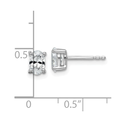 14k White Gold 3/4 carat Lab Grown Diamond VS+ F+ Complete Oval Four Prong Stud Earrings