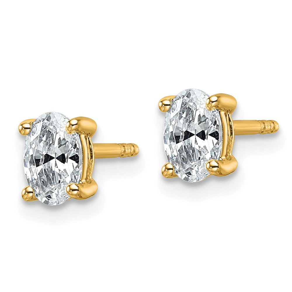 14k 3/4 carat Lab Grown Diamond VS+ F+ Complete Oval Four Prong Stud Earrings