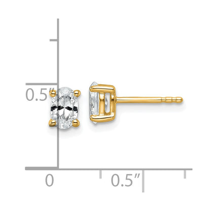 14k 3/4 carat Lab Grown Diamond VS+ F+ Complete Oval Four Prong Stud Earrings