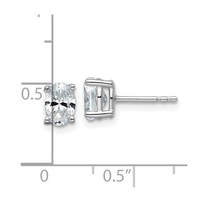 14k White Gold 3 carat Lab Grown Diamond VS/SI+ G+ Complete Oval Four Prong Stud Earrings