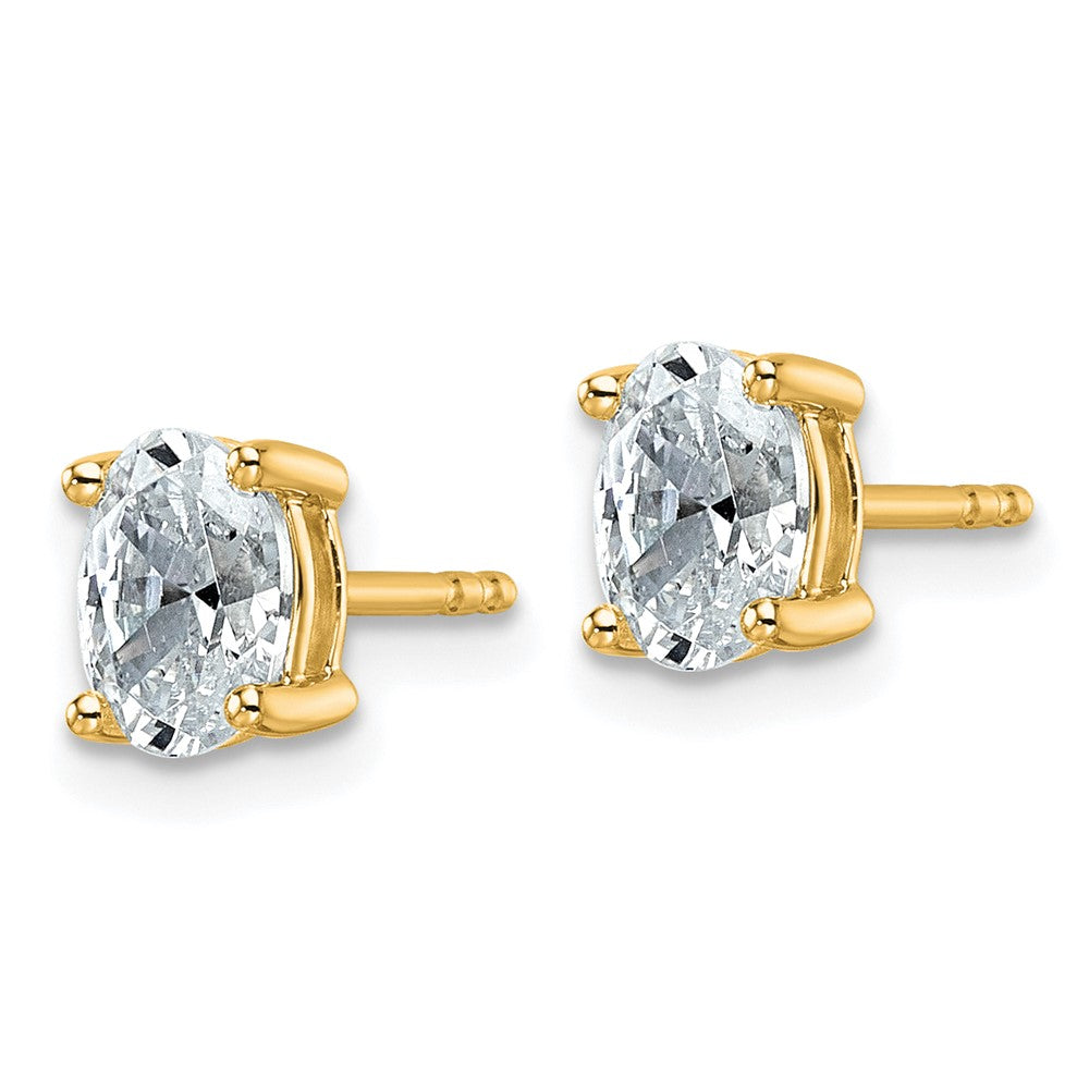14k 1 carat Lab Grown Diamond VS+ F+ Complete Oval Four Prong Stud Earrings