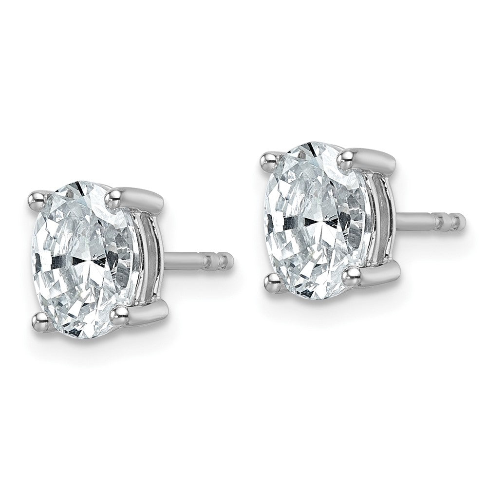 14k White Gold 1 1/2 carat Lab Grown Diamond VS+ F+ Complete Oval Four Prong Stud Earrings