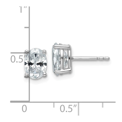 14k White Gold 2 carat Lab Grown Diamond VS/SI+ G+ Complete Oval Four Prong Stud Earrings