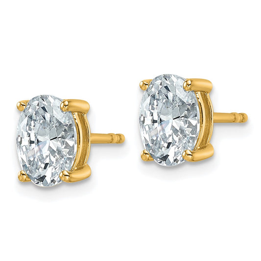 14k 2 carat Lab Grown Diamond VS/SI+ G+ Complete Oval Four Prong Stud Earrings