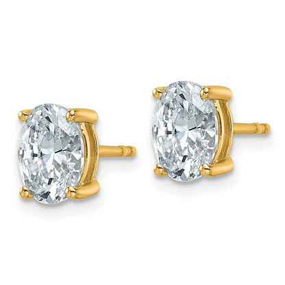 14k 2 carat Certified Lab Grown Diamond VS+ F+ Complete Oval Four Prong Stud Earrings