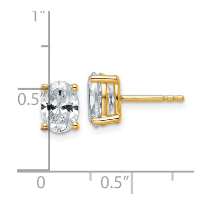 14k 2 carat Certified Lab Grown Diamond VS+ F+ Complete Oval Four Prong Stud Earrings
