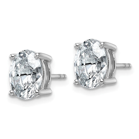 14k White Gold 3 carat Lab Grown Diamond VS+ F+ Complete Oval Four Prong Stud Earrings