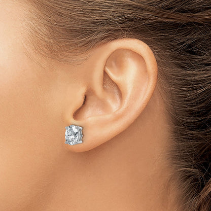 14k White Gold 3 carat Certified Lab Grown Diamond VS/SI+ G+ Complete Oval Four Prong Stud Earrings