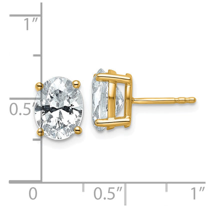 14k 3 carat Lab Grown Diamond VS/SI+ G+ Complete Oval Four Prong Stud Earrings