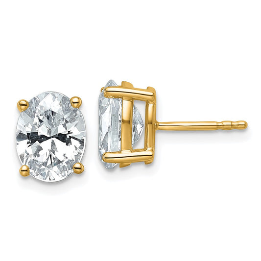 14k 3 carat Lab Grown Diamond VS/SI+ G+ Complete Oval Four Prong Stud Earrings
