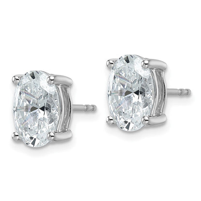 14k White Gold 4 carat Lab Grown Diamond VS/SI+ G+ Complete Oval Four Prong Stud Earrings