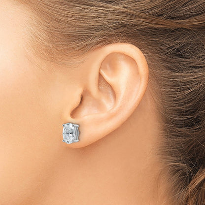 14k White Gold 4 carat Lab Grown Diamond VS/SI+ G+ Complete Oval Four Prong Stud Earrings