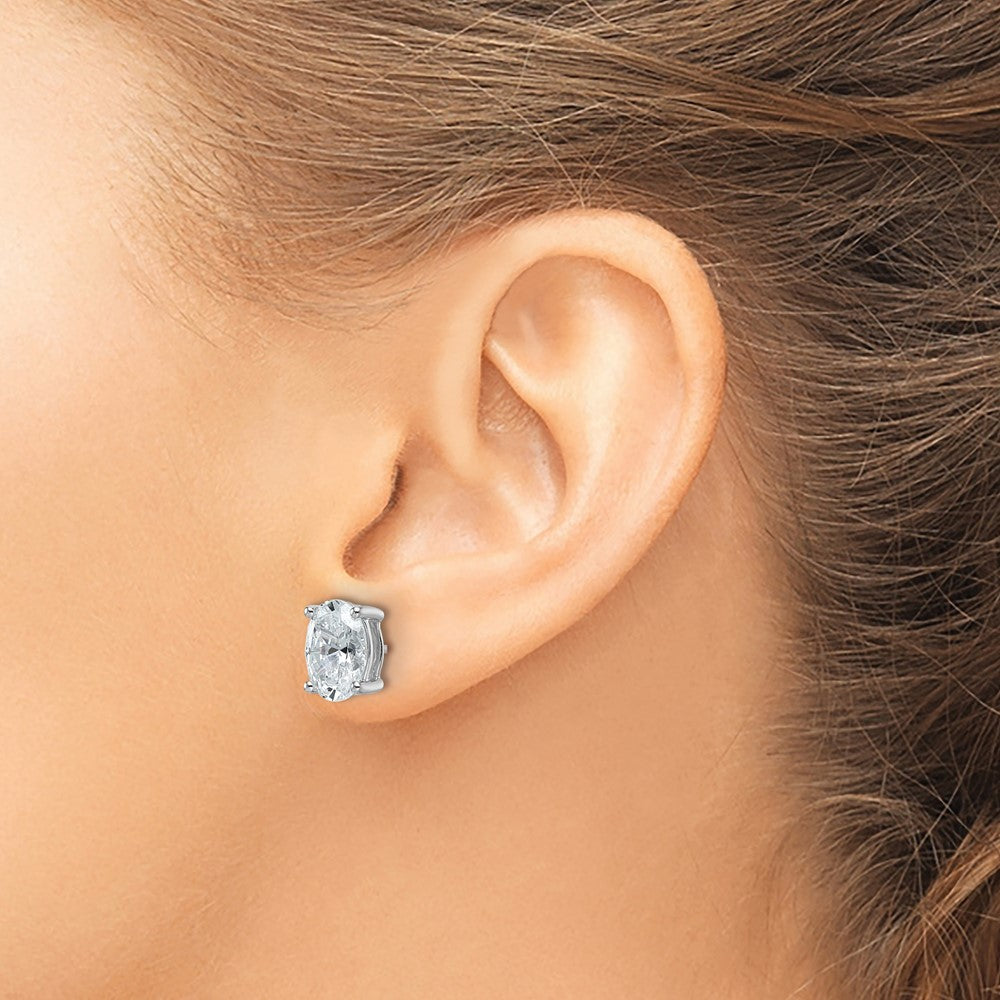 14k White Gold 4 carat Certified Lab Grown Diamond VS/SI+ G+ Complete Oval Four Prong Stud Earrings